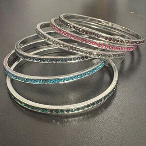 Set of rhinestone bangle bracelets